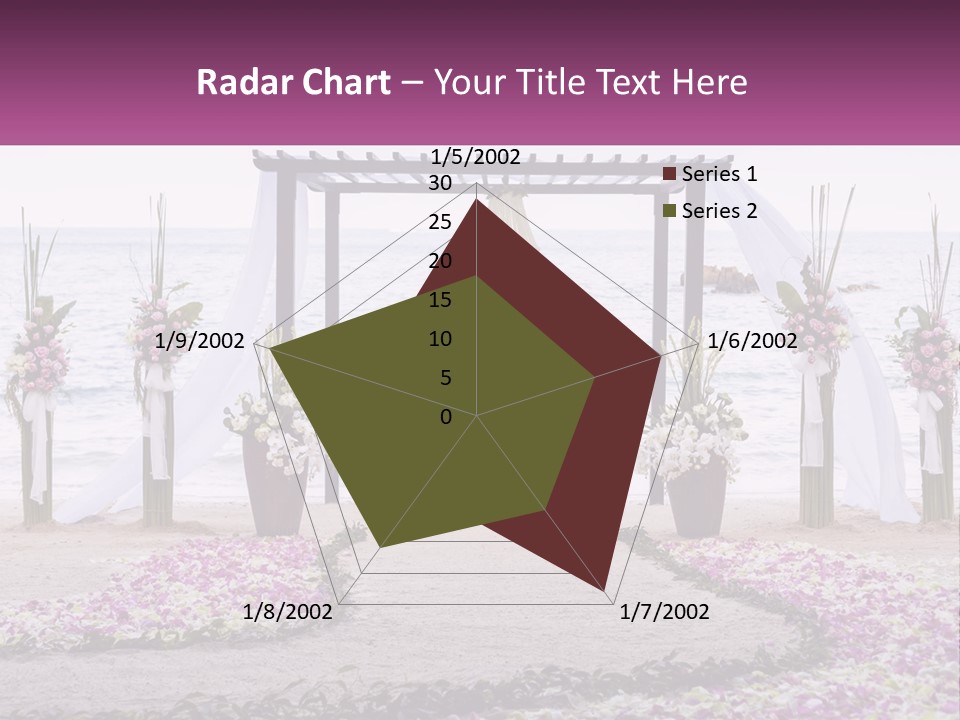 A Wedding Ceremony On The Beach With Flowers PowerPoint Template