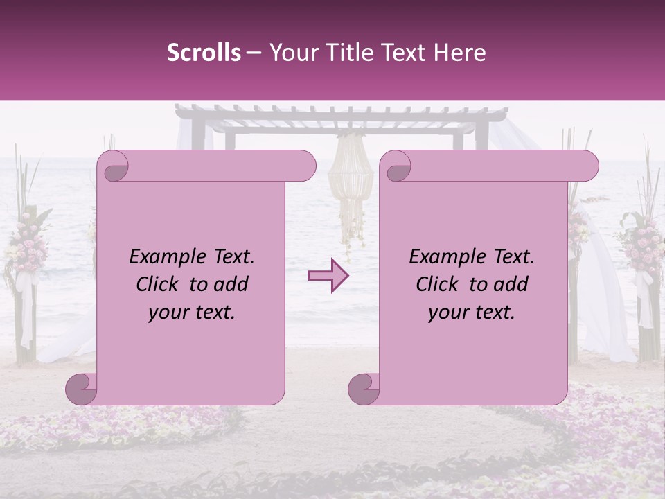 A Wedding Ceremony On The Beach With Flowers PowerPoint Template