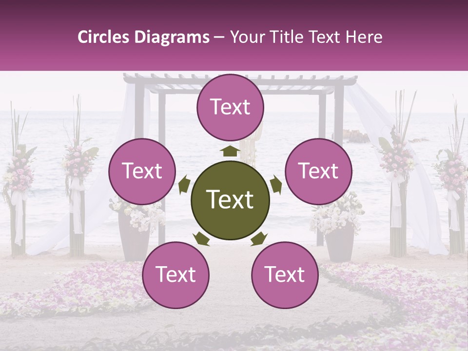 A Wedding Ceremony On The Beach With Flowers PowerPoint Template