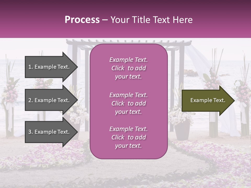 A Wedding Ceremony On The Beach With Flowers PowerPoint Template