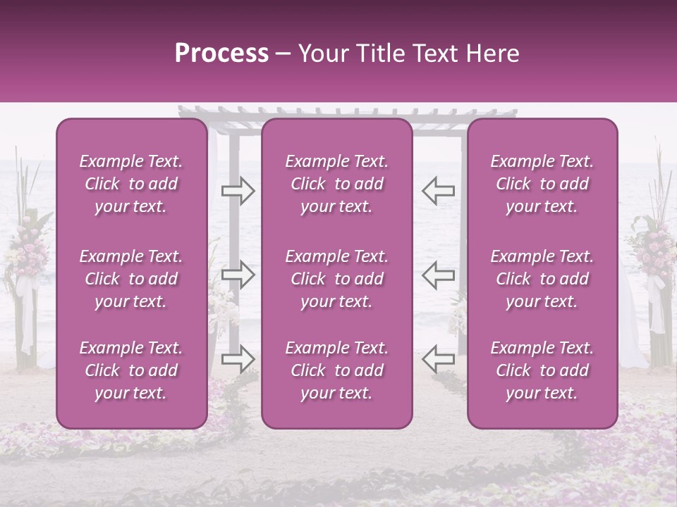 A Wedding Ceremony On The Beach With Flowers PowerPoint Template