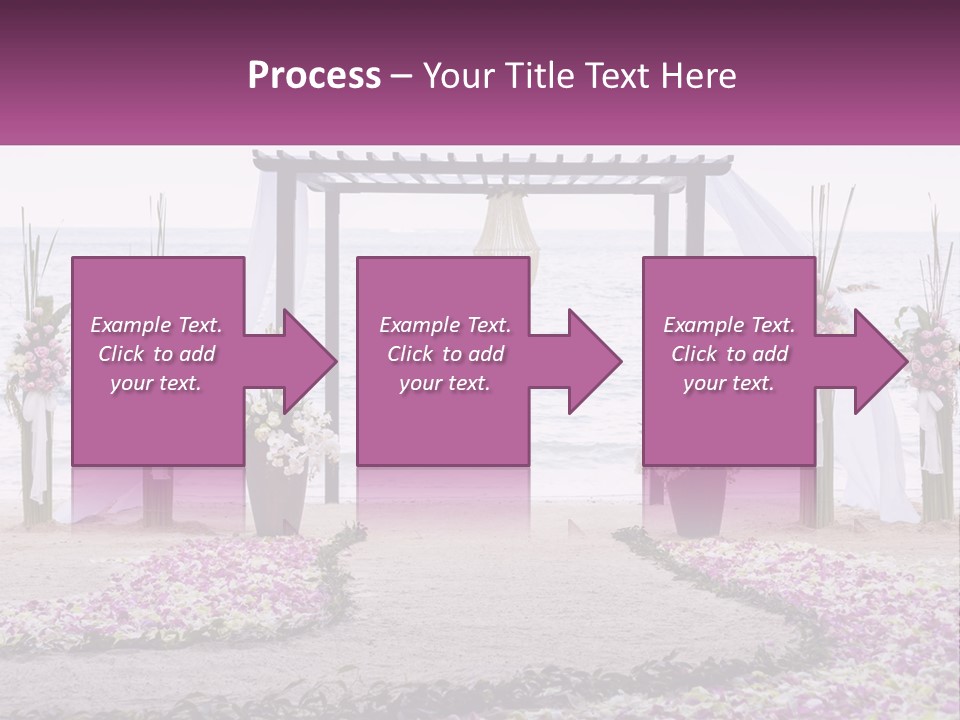 A Wedding Ceremony On The Beach With Flowers PowerPoint Template