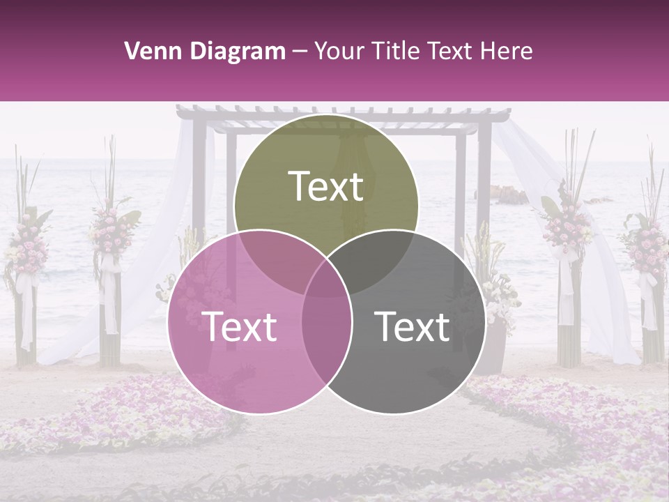 A Wedding Ceremony On The Beach With Flowers PowerPoint Template