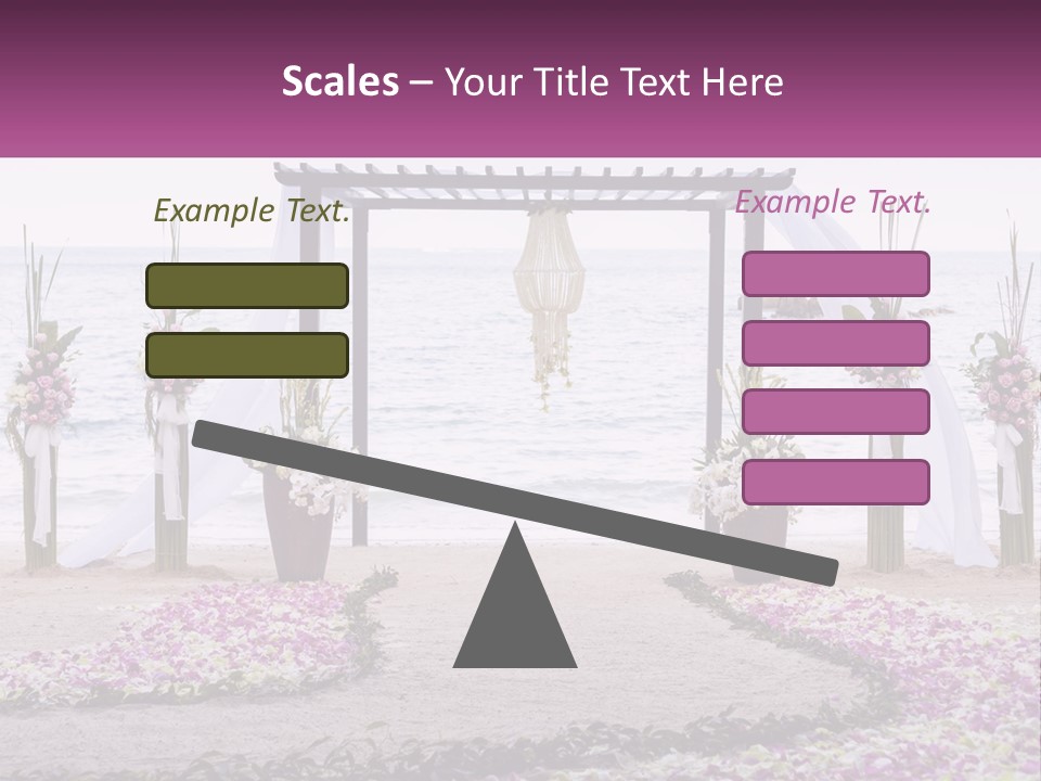 A Wedding Ceremony On The Beach With Flowers PowerPoint Template