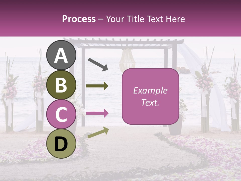 A Wedding Ceremony On The Beach With Flowers PowerPoint Template