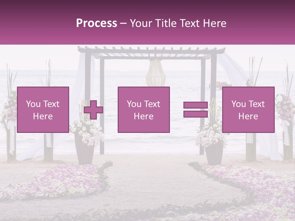 A Wedding Ceremony On The Beach With Flowers PowerPoint Template