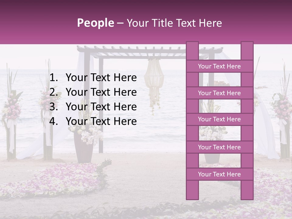 A Wedding Ceremony On The Beach With Flowers PowerPoint Template