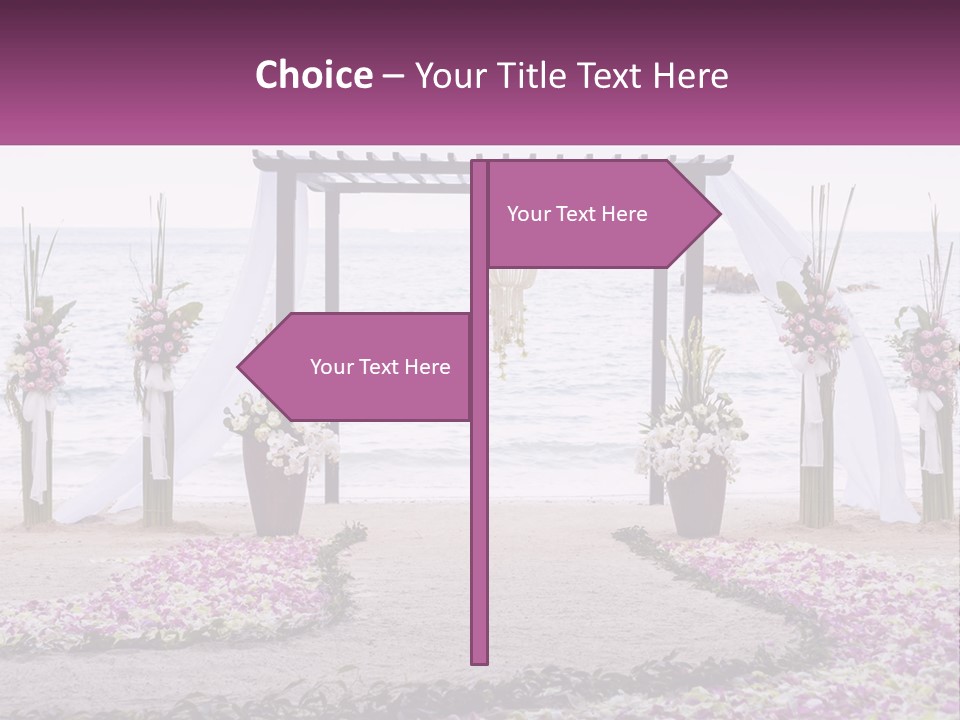A Wedding Ceremony On The Beach With Flowers PowerPoint Template