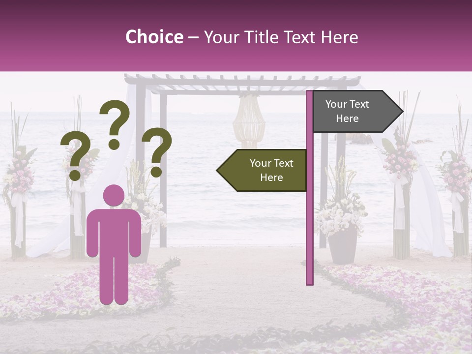 A Wedding Ceremony On The Beach With Flowers PowerPoint Template