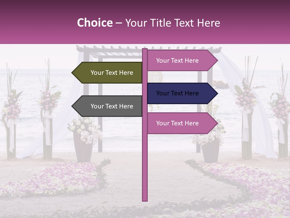 A Wedding Ceremony On The Beach With Flowers PowerPoint Template
