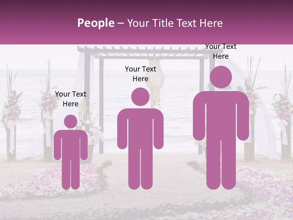 A Wedding Ceremony On The Beach With Flowers PowerPoint Template