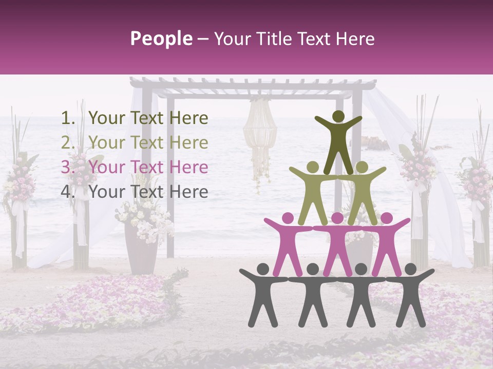 A Wedding Ceremony On The Beach With Flowers PowerPoint Template