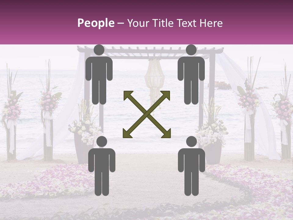 A Wedding Ceremony On The Beach With Flowers PowerPoint Template