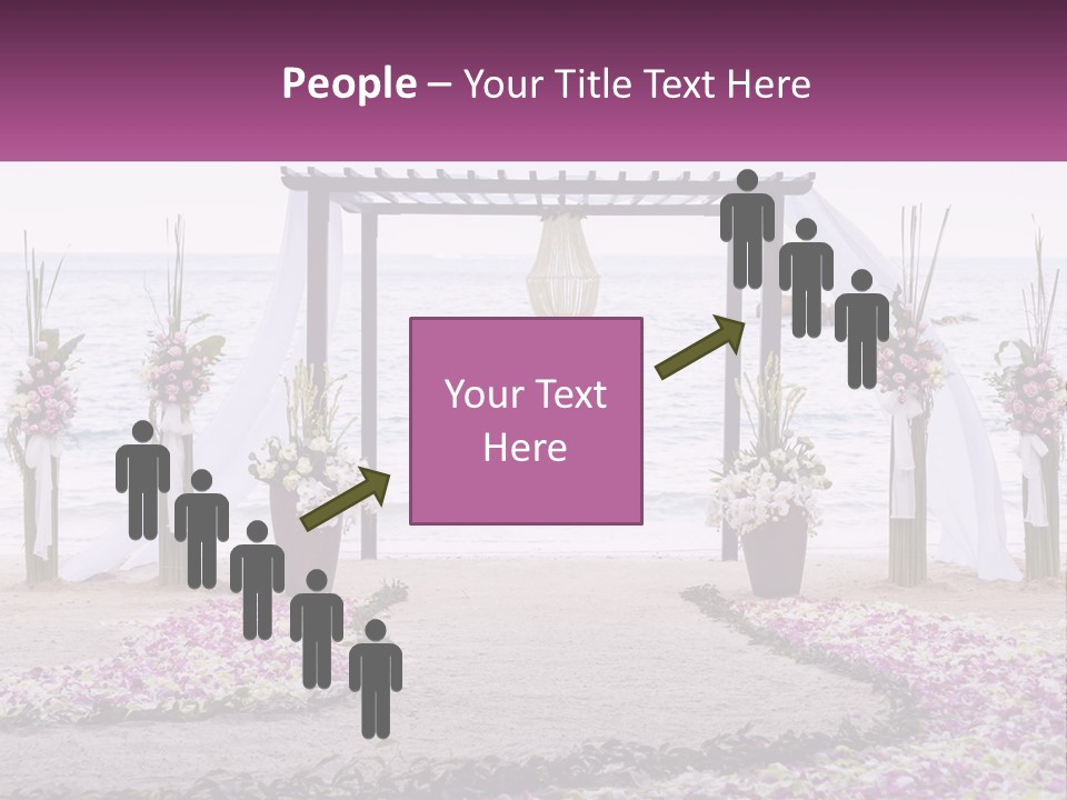 A Wedding Ceremony On The Beach With Flowers PowerPoint Template