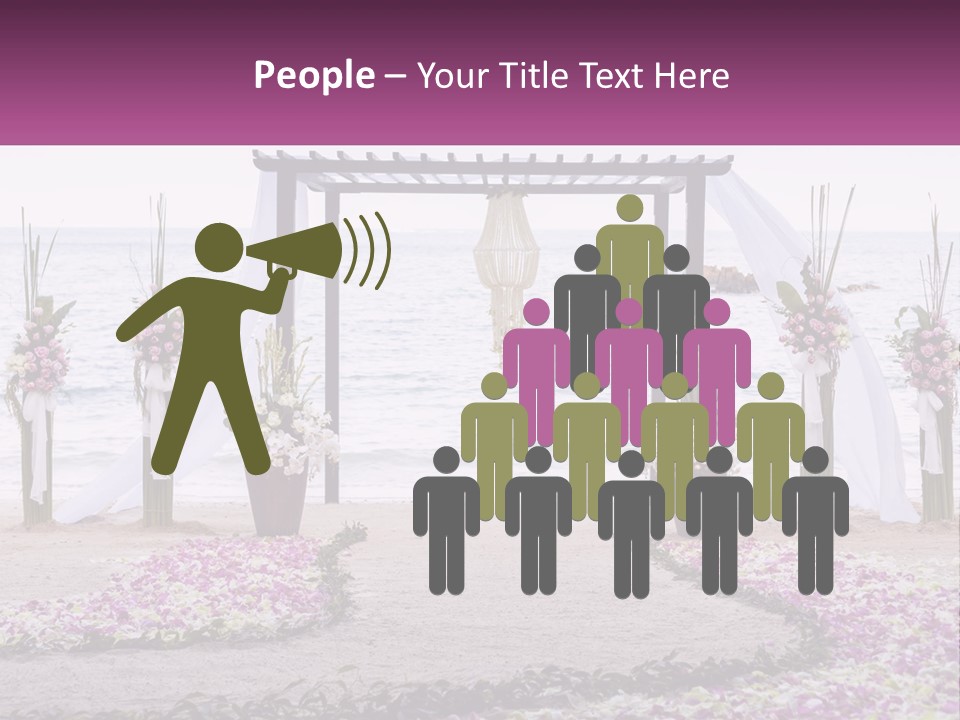 A Wedding Ceremony On The Beach With Flowers PowerPoint Template