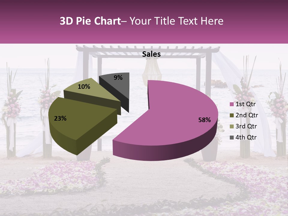 A Wedding Ceremony On The Beach With Flowers PowerPoint Template