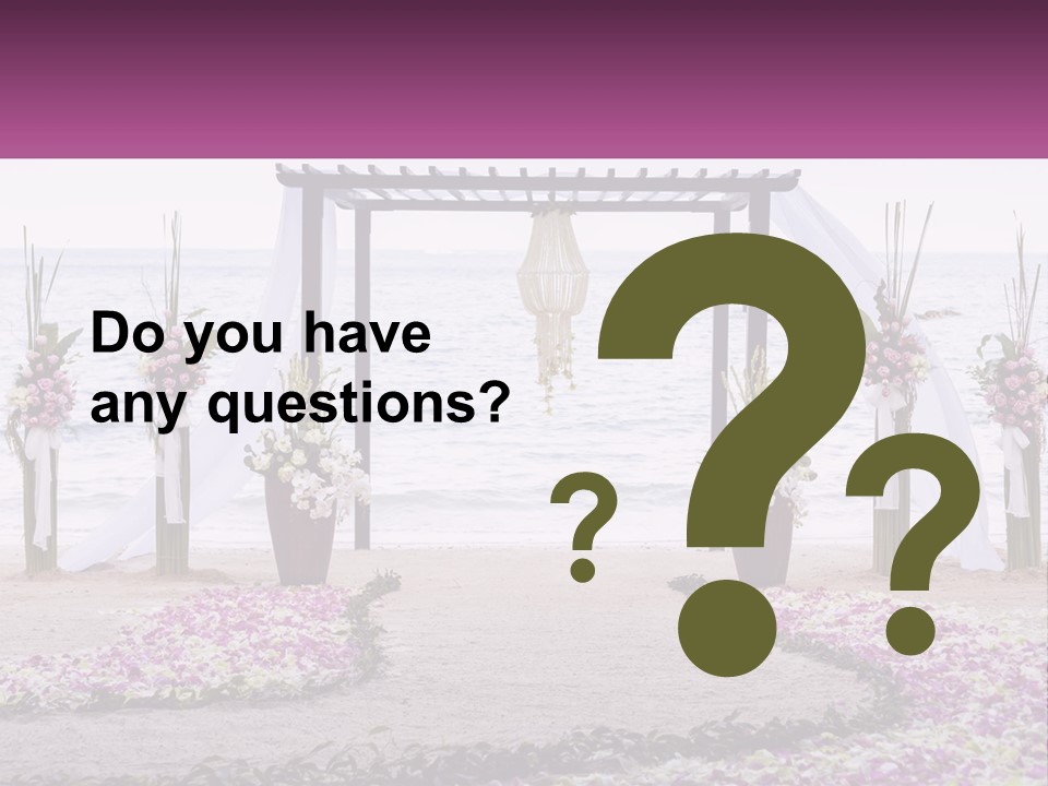 A Wedding Ceremony On The Beach With Flowers PowerPoint Template