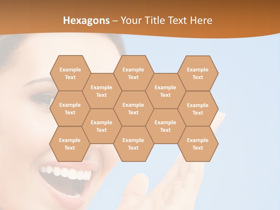 A Woman Smiling And Holding Her Hand Up To Her Face PowerPoint Template