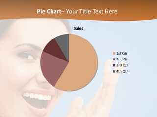A Woman Smiling And Holding Her Hand Up To Her Face PowerPoint Template
