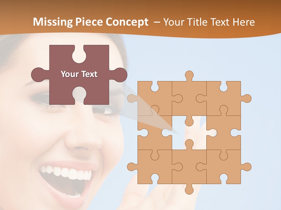 A Woman Smiling And Holding Her Hand Up To Her Face PowerPoint Template