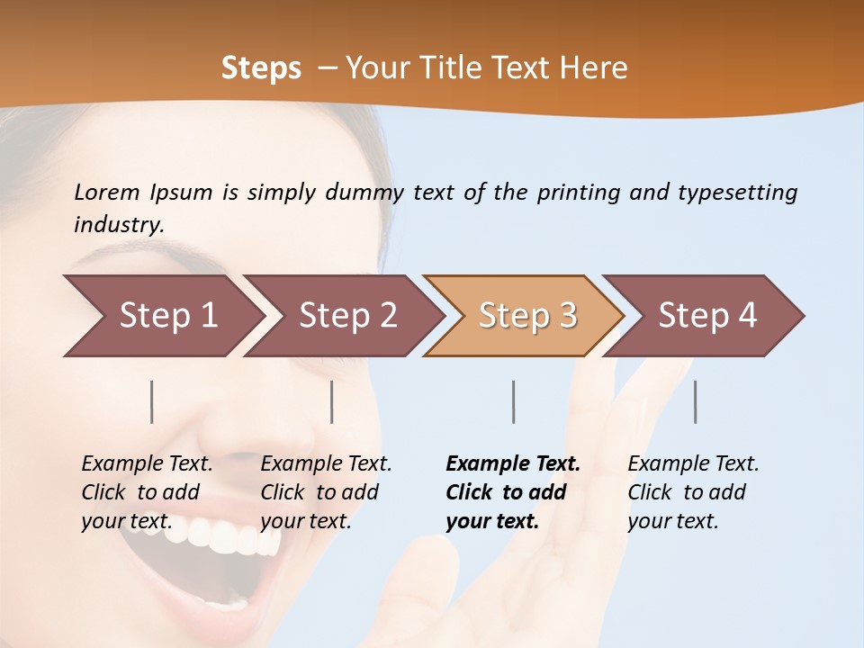 A Woman Smiling And Holding Her Hand Up To Her Face PowerPoint Template