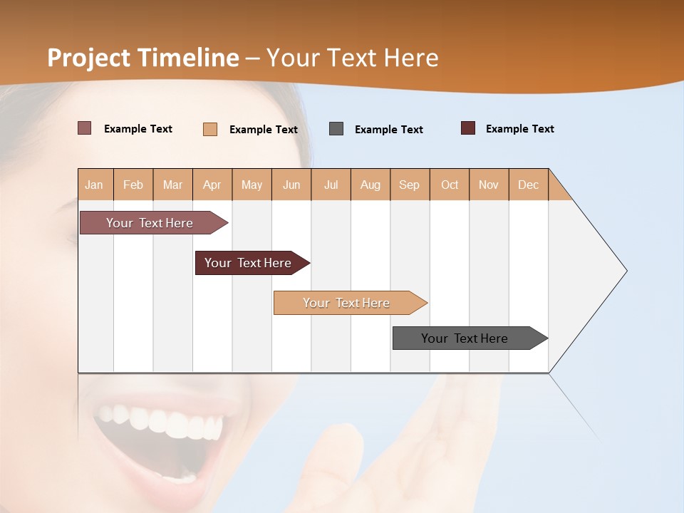 A Woman Smiling And Holding Her Hand Up To Her Face PowerPoint Template