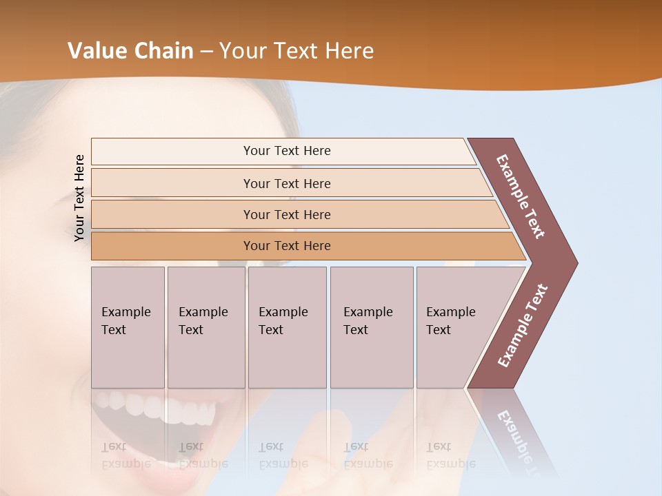 A Woman Smiling And Holding Her Hand Up To Her Face PowerPoint Template