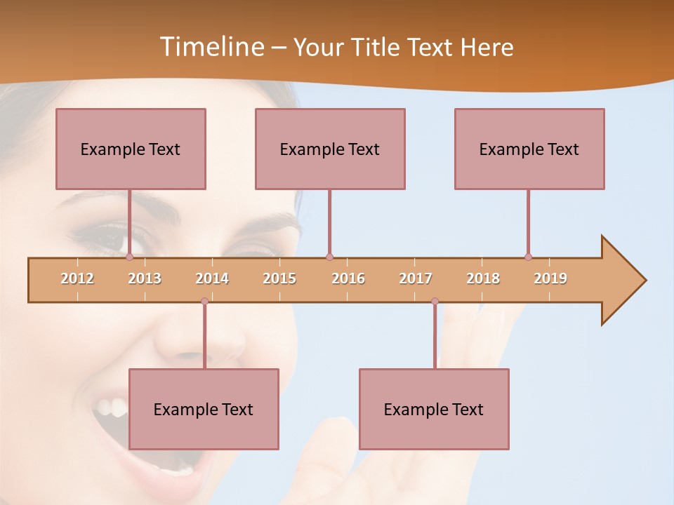 A Woman Smiling And Holding Her Hand Up To Her Face PowerPoint Template