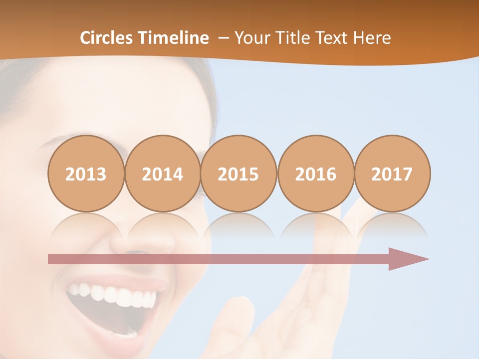 A Woman Smiling And Holding Her Hand Up To Her Face PowerPoint Template