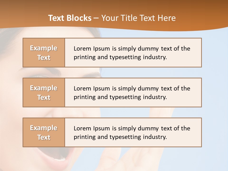 A Woman Smiling And Holding Her Hand Up To Her Face PowerPoint Template