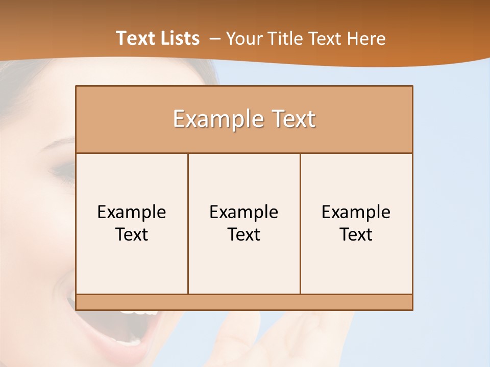 A Woman Smiling And Holding Her Hand Up To Her Face PowerPoint Template