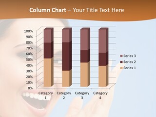 A Woman Smiling And Holding Her Hand Up To Her Face PowerPoint Template