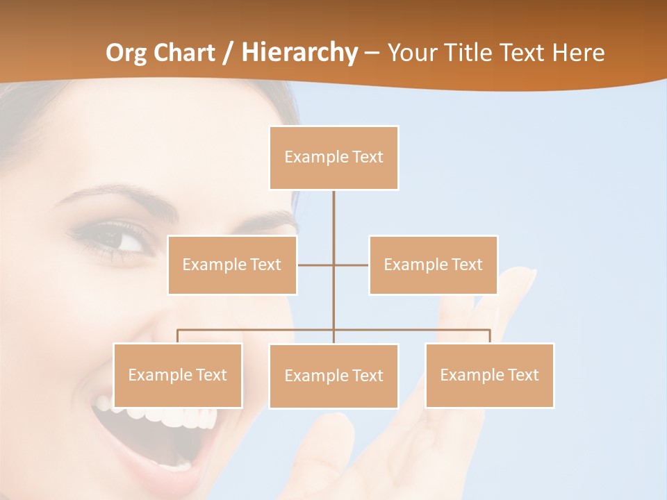 A Woman Smiling And Holding Her Hand Up To Her Face PowerPoint Template