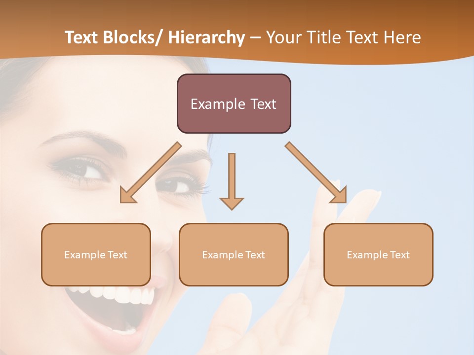 A Woman Smiling And Holding Her Hand Up To Her Face PowerPoint Template
