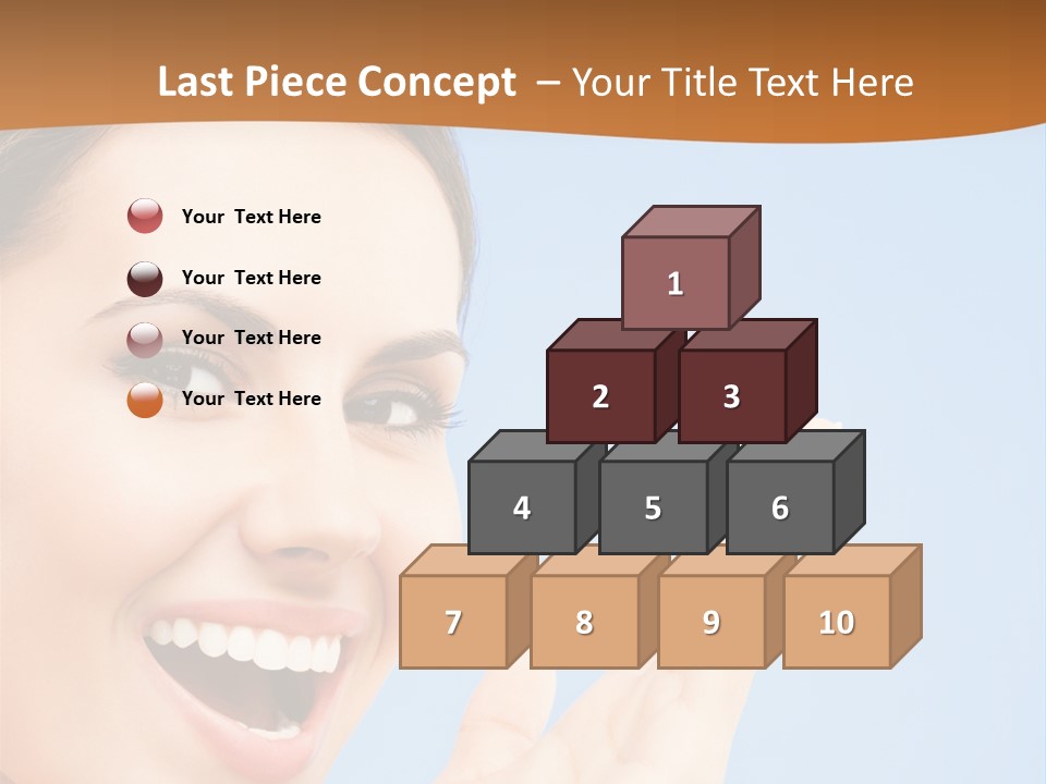 A Woman Smiling And Holding Her Hand Up To Her Face PowerPoint Template