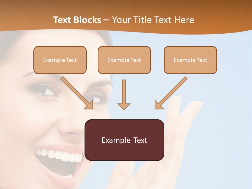 A Woman Smiling And Holding Her Hand Up To Her Face PowerPoint Template