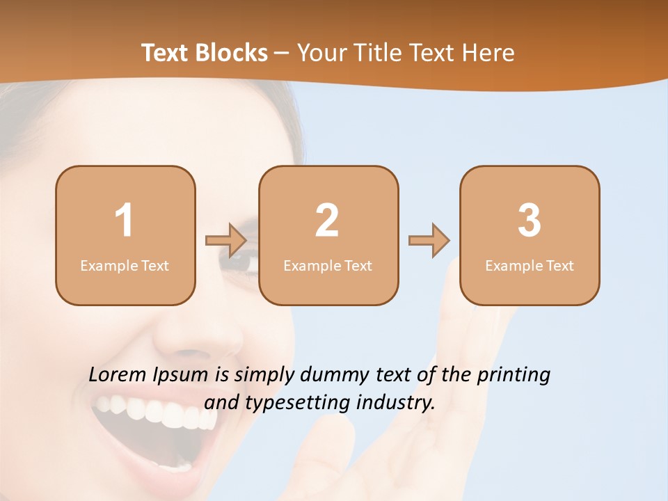 A Woman Smiling And Holding Her Hand Up To Her Face PowerPoint Template