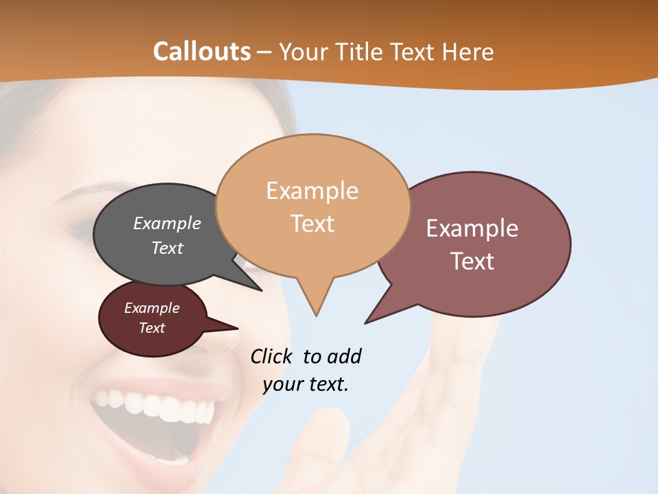 A Woman Smiling And Holding Her Hand Up To Her Face PowerPoint Template