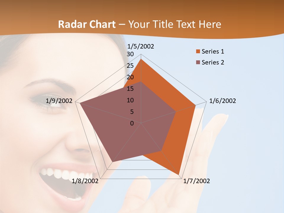 A Woman Smiling And Holding Her Hand Up To Her Face PowerPoint Template