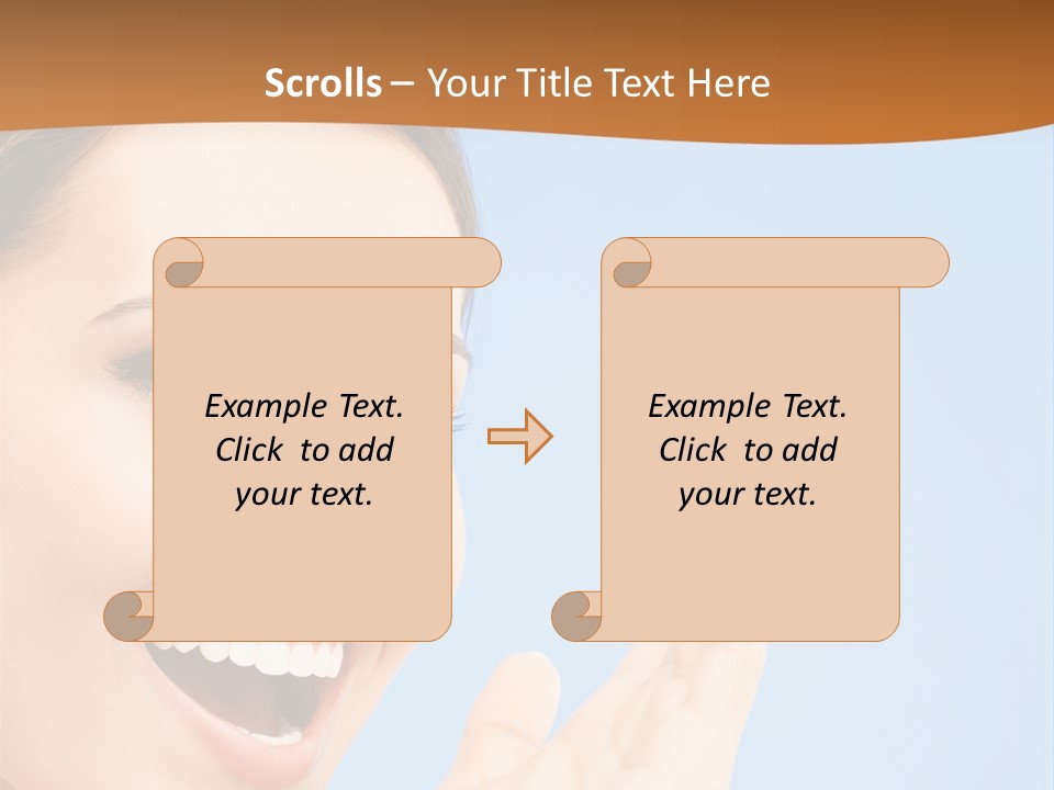 A Woman Smiling And Holding Her Hand Up To Her Face PowerPoint Template