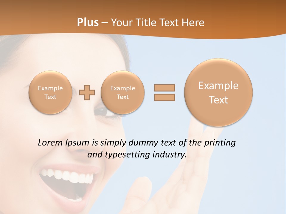 A Woman Smiling And Holding Her Hand Up To Her Face PowerPoint Template