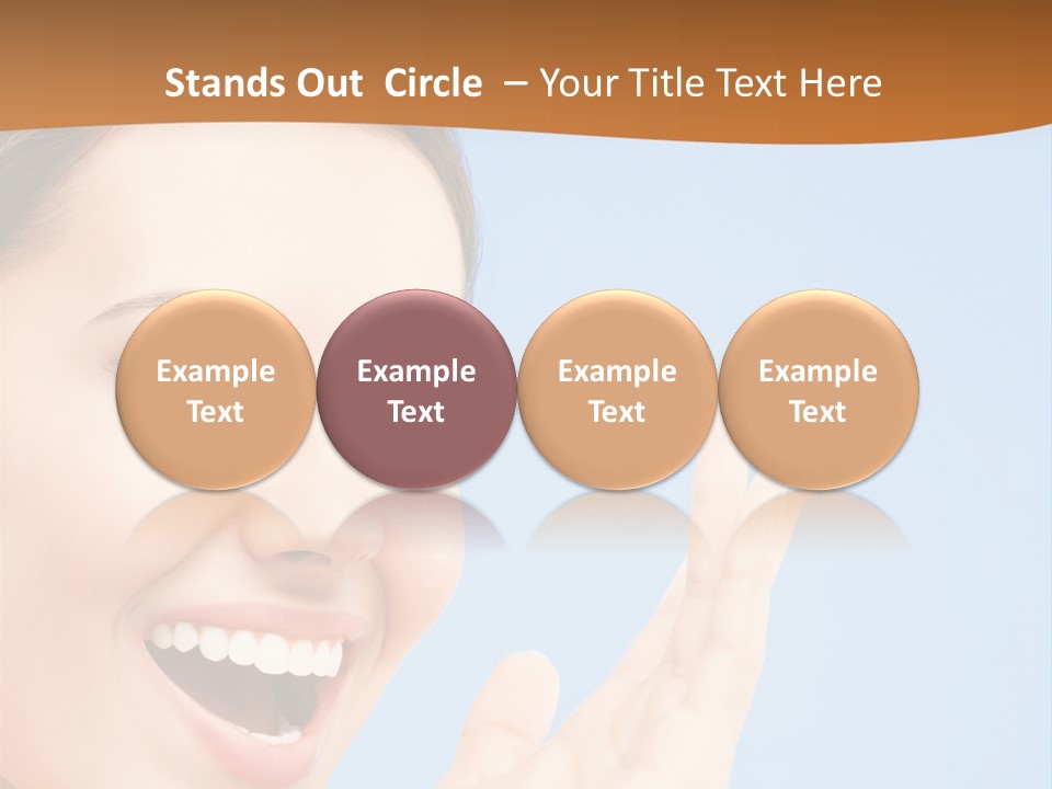 A Woman Smiling And Holding Her Hand Up To Her Face PowerPoint Template