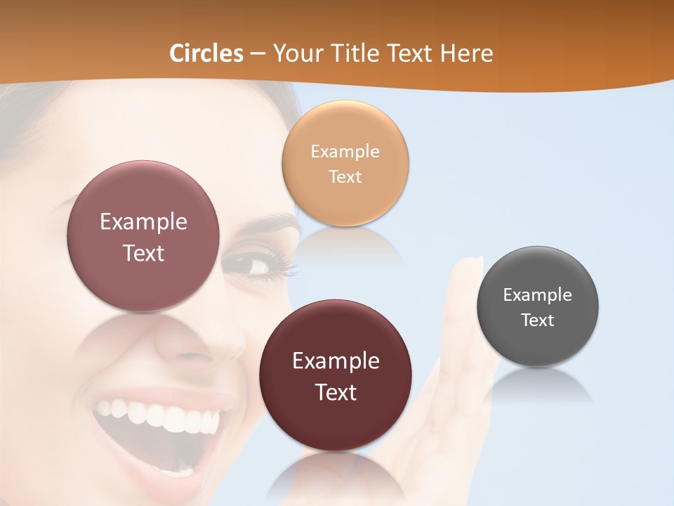 A Woman Smiling And Holding Her Hand Up To Her Face PowerPoint Template