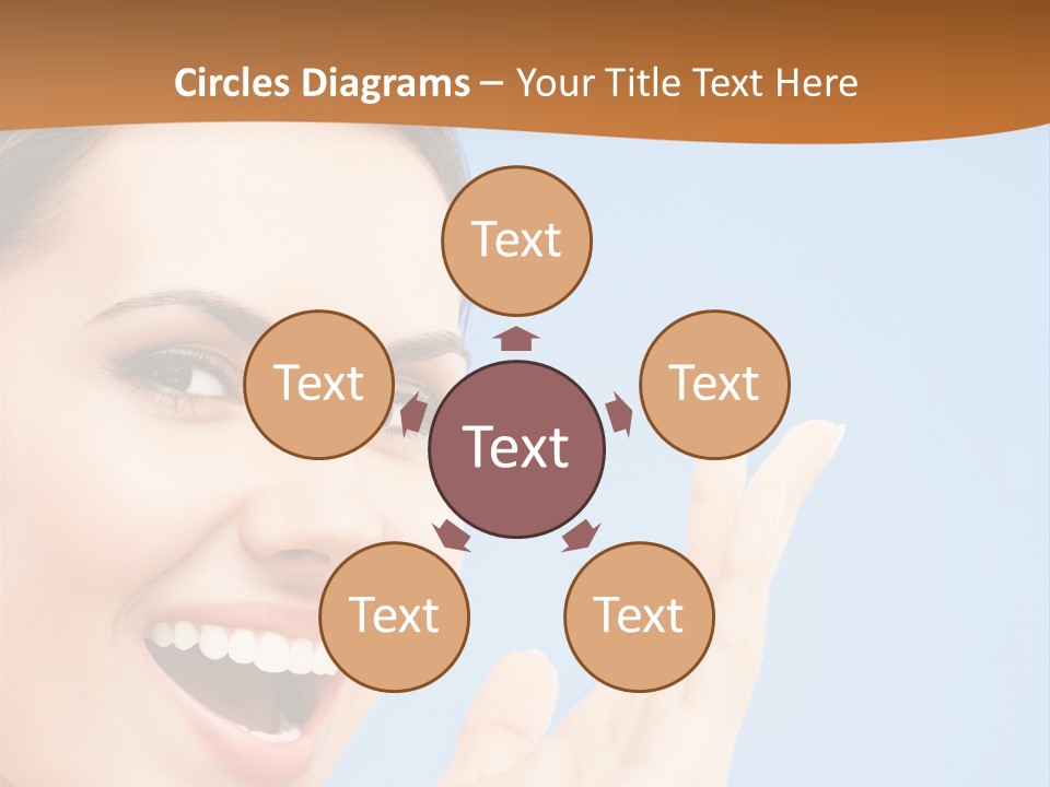A Woman Smiling And Holding Her Hand Up To Her Face PowerPoint Template