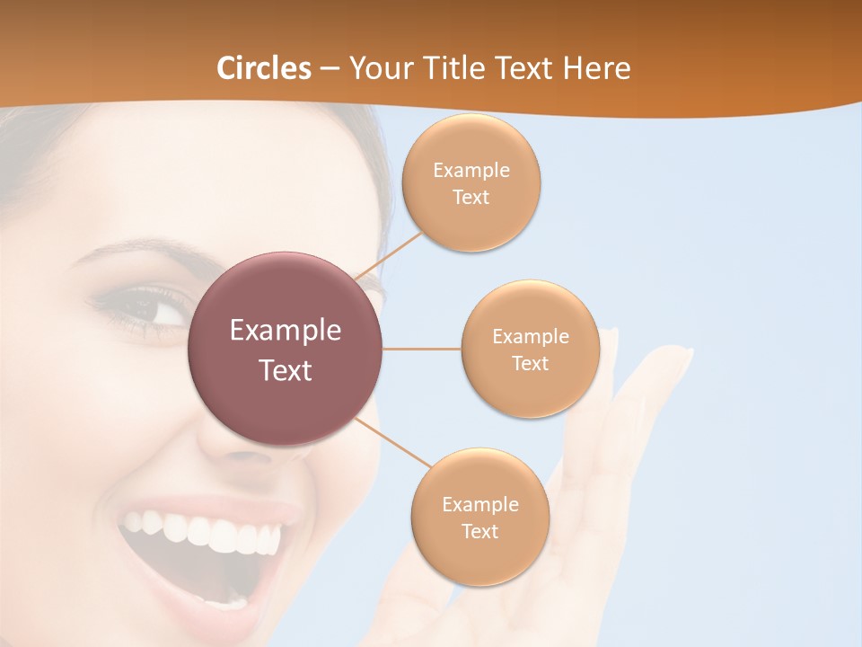 A Woman Smiling And Holding Her Hand Up To Her Face PowerPoint Template