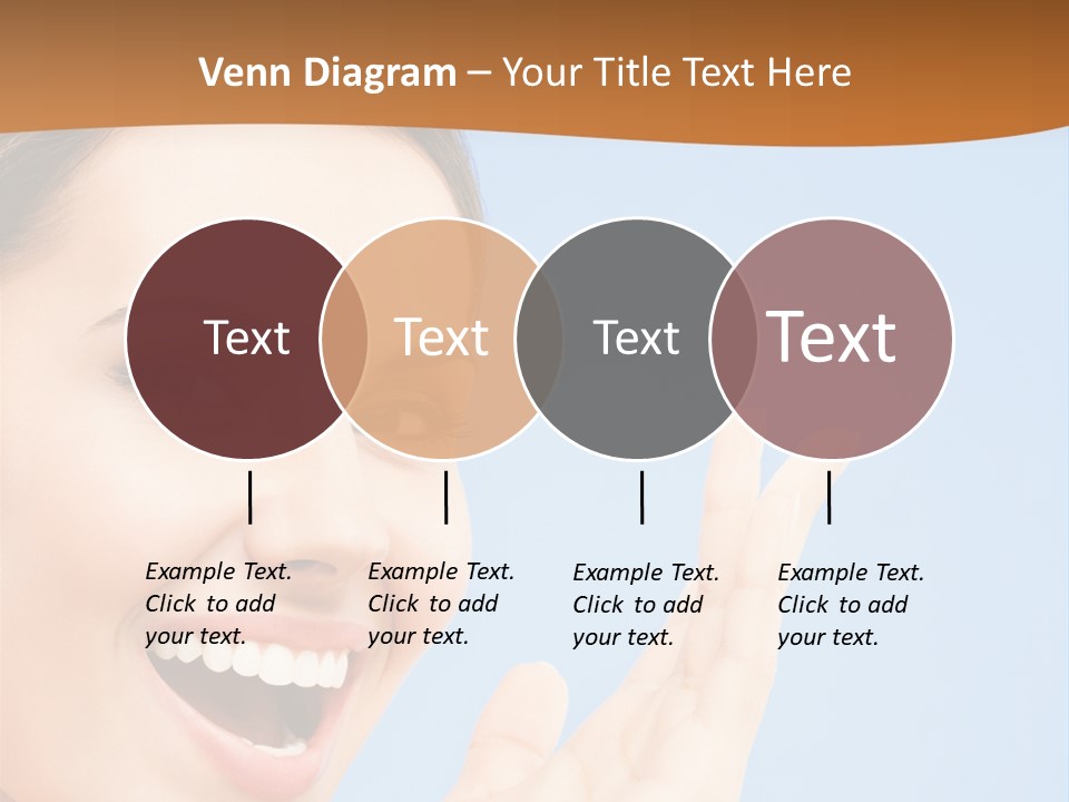 A Woman Smiling And Holding Her Hand Up To Her Face PowerPoint Template