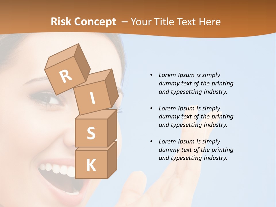 A Woman Smiling And Holding Her Hand Up To Her Face PowerPoint Template