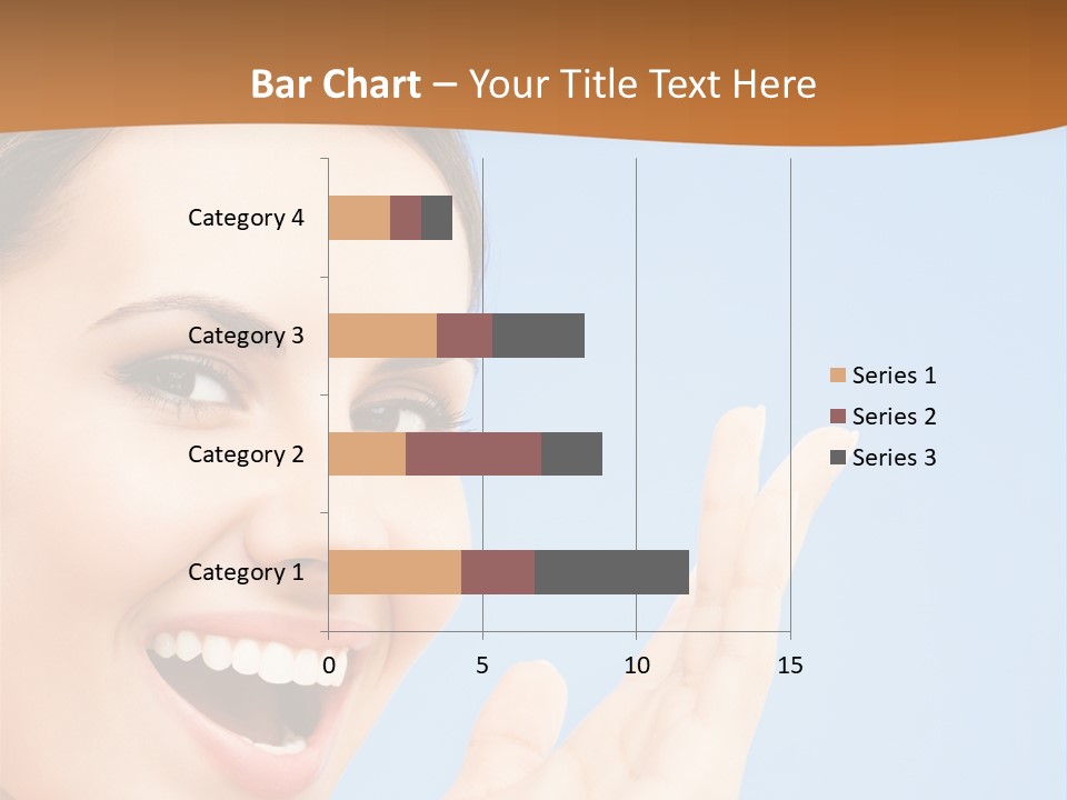 A Woman Smiling And Holding Her Hand Up To Her Face PowerPoint Template