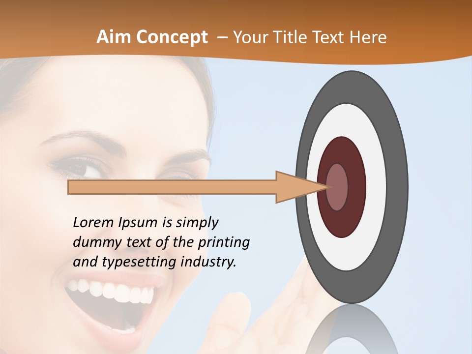 A Woman Smiling And Holding Her Hand Up To Her Face PowerPoint Template