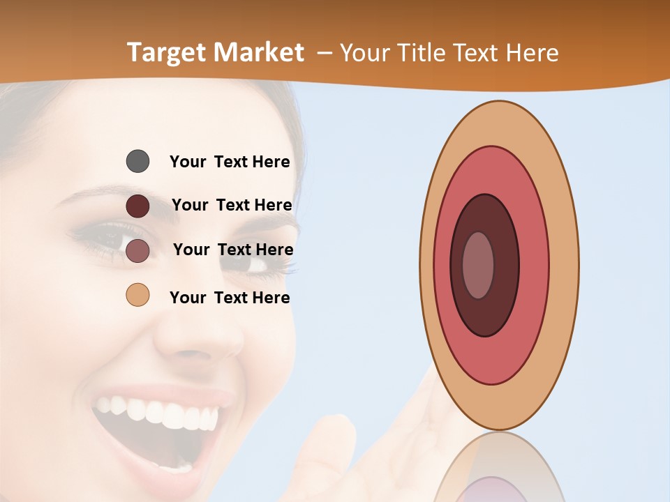A Woman Smiling And Holding Her Hand Up To Her Face PowerPoint Template